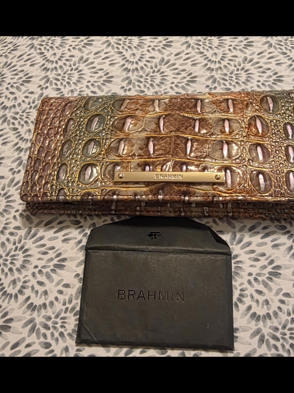 Brahmin Metallic Multi-Color Croc Embossed Wallet